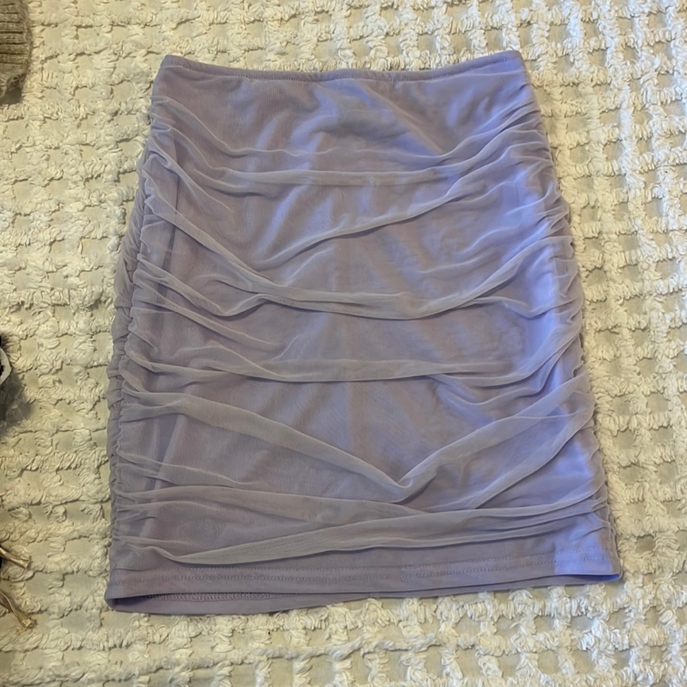 High Waisted Ruched Purple Bodycon Skirt